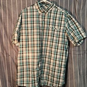 Chaps turquoise and gray short sleeve button up
